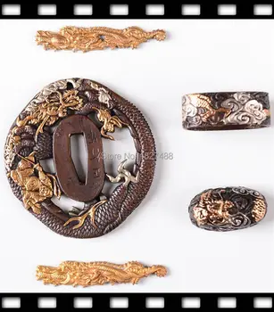 A Set Dragon Theme Brass Sword Fittings Tsuba Menuki Fuchi Kashira for Japanese Wakizashi/Samurai Sword Katana Nice Metal Crafts
A Set Dragon Theme Brass Sword Fittings Tsuba Menuki Fuchi Kashira for Japanese Wakizashi/Samurai Sword Katana Nice Metal Crafts