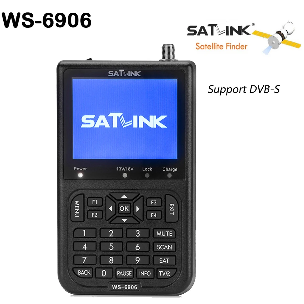 

Satlink WS-6906 Satellite Finder 3.5" LCD Display DVB-S FTA Digital Satellite Meter Signal Detector Auto Scan For Sat Dish