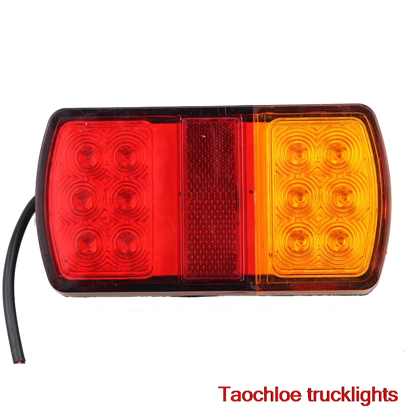 

2 X 12V 12 LEDs Rear Stop Tail Light For Trailer Truck lorry tractor bus Caravan Boat Car 150*80*23MM external lights warning