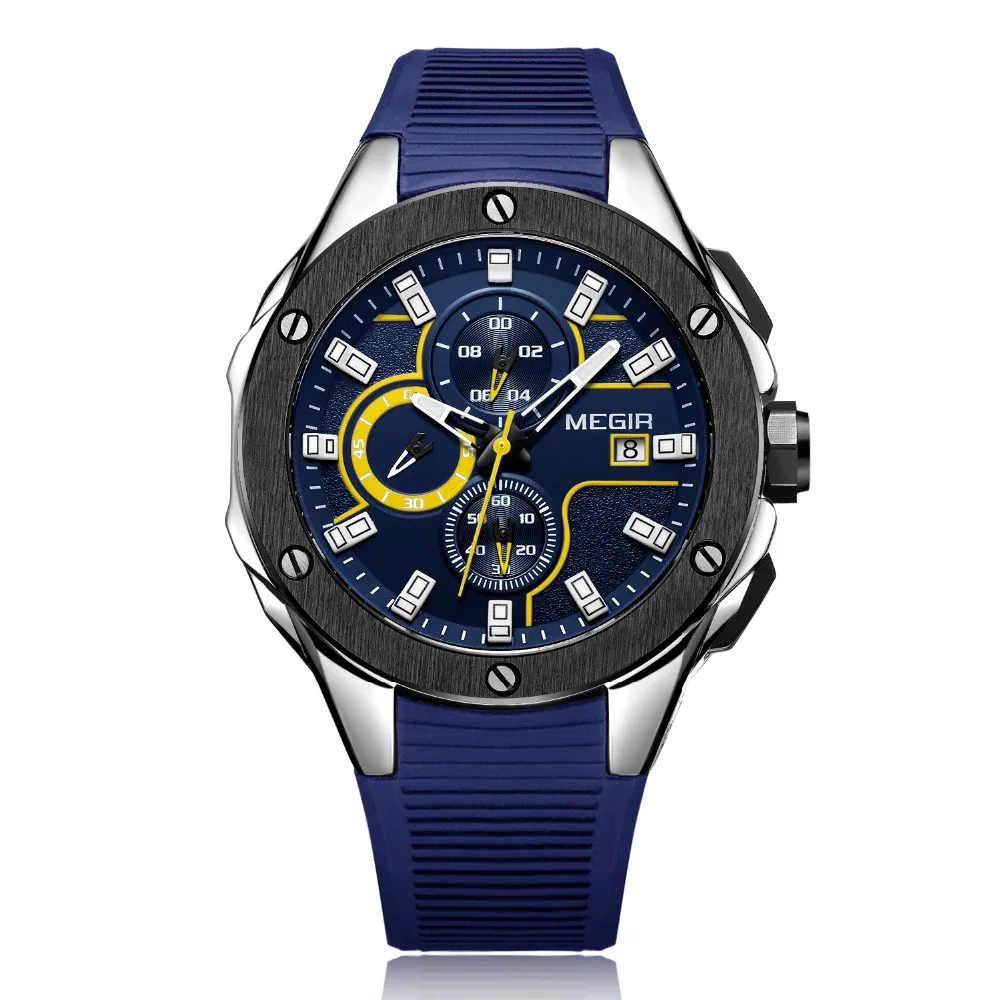 

MEGIR Top Brand Men Sport Watch Chronograph Silicone Strap Quartz Army Military Watches Clock Man Luxury Male Relogio Masculino