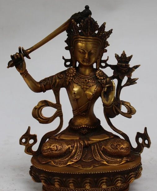 005755 Tibet Tibetan Buddhism Religion Spirituality Bronze Gilt Manjushri Buddha Statue
005755 Tibet Tibetan Buddhism Religion Spirituality Bronze Gilt Manjushri Buddha Statue