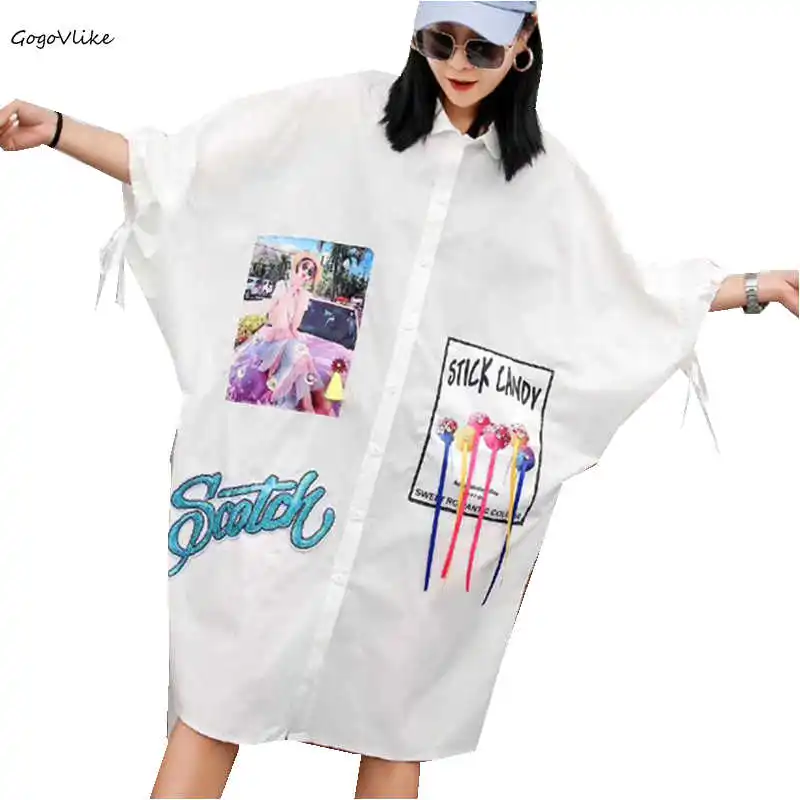 2019 Summer Candy Print Batwing Blouse Female Plus Size Shirts Casual Chic Shirt Dress Lace Up Sleeve Koran stylish LT956S30
2019 Summer Candy Print Batwing Blouse Female Plus Size Shirts Casual Chic Shirt Dress Lace Up Sleeve Koran stylish LT956S30
