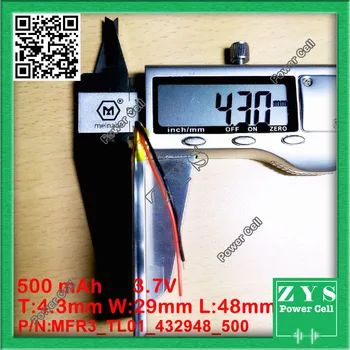 Polymer lithium ion battery 3.7V 422948 can be customized wholesale CE FCC ROHS MSDS quality certification 4.2x29x48mm 500 mAh
Polymer lithium ion battery 3.7V 422948 can be customized wholesale CE FCC ROHS MSDS quality certification 4.2x29x48mm 500 mAh