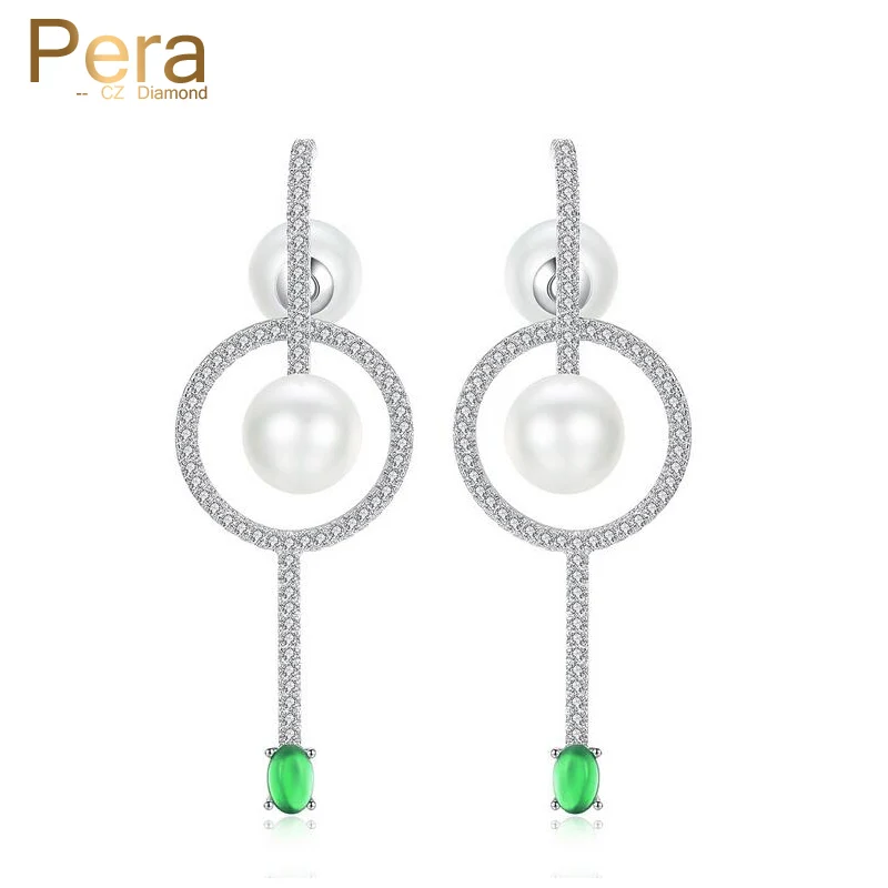 Pera Newest Style 925 Silver Ear Pin Jewelry Big Hollow Round Pearl Fashion Ladies Party Long Drop Earring With Green Stone E289
Pera Newest Style 925 Silver Ear Pin Jewelry Big Hollow Round Pearl Fashion Ladies Party Long Drop Earring With Green Stone E289