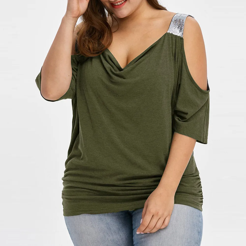 2019 Sequin Blouse Plus size Shirt Off Shoulder Casual V Neck womens tops and blouses harajuku Female Clothing large size
2019 Sequin Blouse Plus size Shirt Off Shoulder Casual V Neck womens tops and blouses harajuku Female Clothing large size