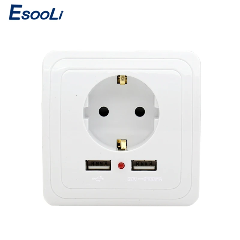 Wall Power Socket 16A EsooLi EU Standard Outlet With 2400mA Dual USB Charger Port for Mobile Super Power Outlet Panel 110~250V
Wall Power Socket 16A EsooLi EU Standard Outlet With 2400mA Dual USB Charger Port for Mobile Super Power Outlet Panel 110~250V