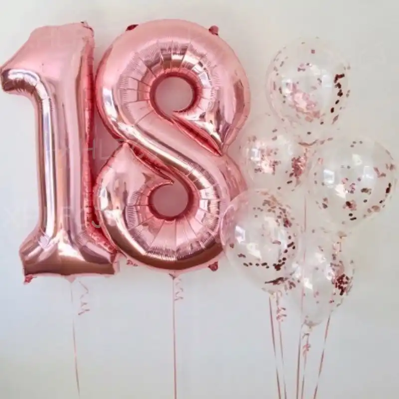 Hankrobot 18th Birthday Decorations Party Suppies 38pack Rose Golden Number 18 Birthday Balloons Happy Birthday Balloon Banner Golden Rose Confetti