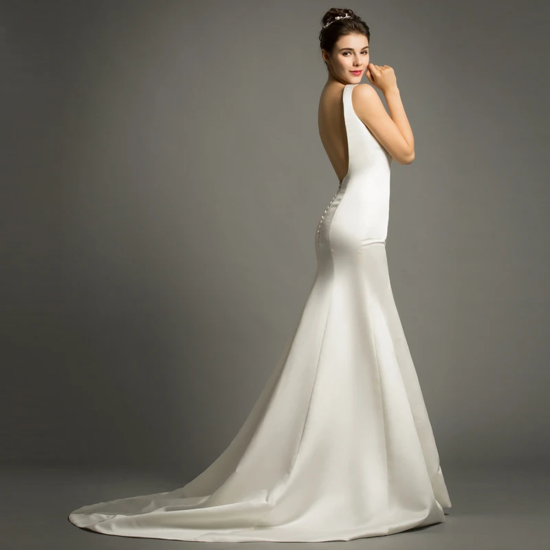 Elegant Satin Square Collar Backless Vestidos De Novia Casamento Mermaid Maxi Wedding Dresses Robe De Marriage Bridal Gowns
Elegant Satin Square Collar Backless Vestidos De Novia Casamento Mermaid Maxi Wedding Dresses Robe De Marriage Bridal Gowns