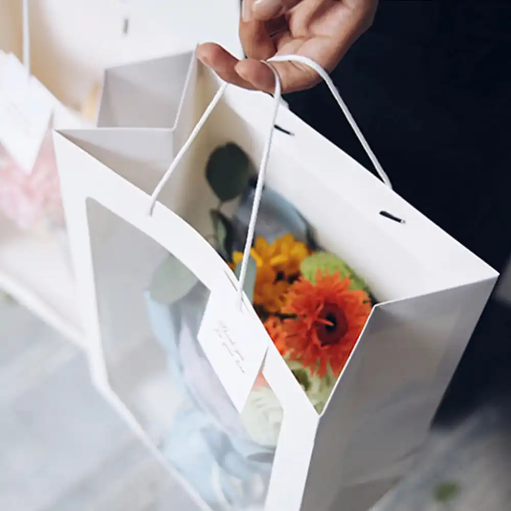 5pcs/set flower paper gift bag with handle wedding favor