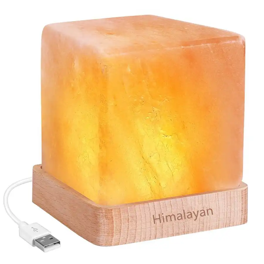 himalayan salt lamp in office