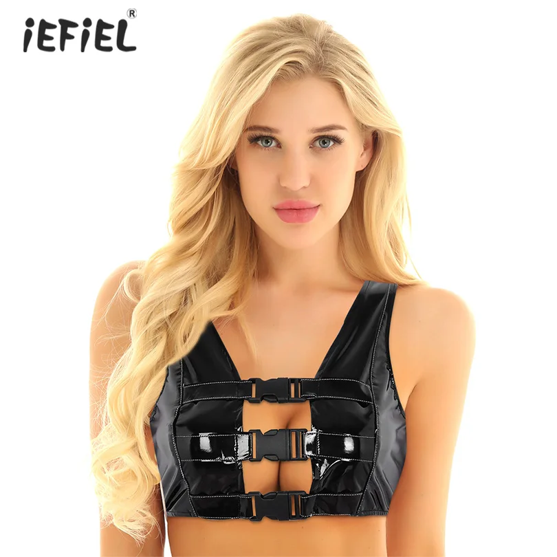 2019 Fashion Hot Punk Sexy Buckles Backless Exotic Tank Latex Top Clubwear Women Summer Female Clothing Rock PU Leather Crop Top
2019 Fashion Hot Punk Sexy Buckles Backless Exotic Tank Latex Top Clubwear Women Summer Female Clothing Rock PU Leather Crop Top