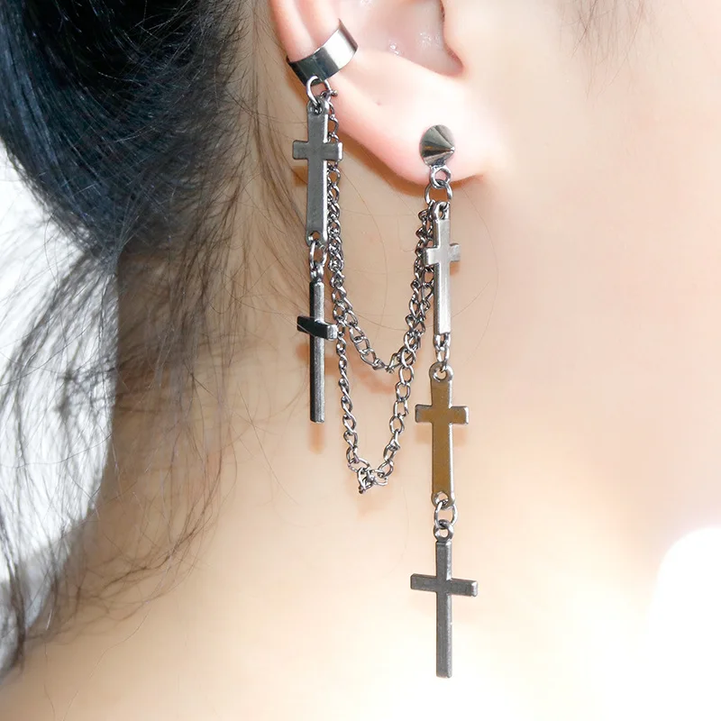 New Hot Punk Bohemia Fashion Jewelry Geometry Cross Earrings Women's Tassel Five-pointed Star/cross Metal long Earring Gifts
New Hot Punk Bohemia Fashion Jewelry Geometry Cross Earrings Women's Tassel Five-pointed Star/cross Metal long Earring Gifts
