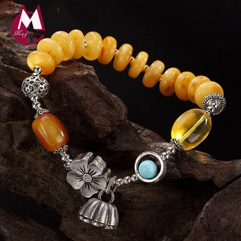 2019 Charm Bracelet 100% Real 925 Sterling Silver Jewelry Women Men Mosaic Beeswax amber Turquoise Lotus bracelets & bangles YB5 
2019 Charm Bracelet 100% Real 925 Sterling Silver Jewelry Women Men Mosaic Beeswax amber Turquoise Lotus bracelets & bangles YB5