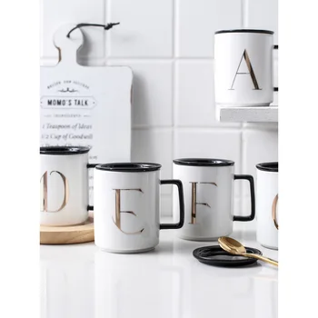 Japan style ceramic coffee mug letters words printed simple office home water white cups and mugs with black handgrip and lids
Japan style ceramic coffee mug letters words printed simple office home water white cups and mugs with black handgrip and lids