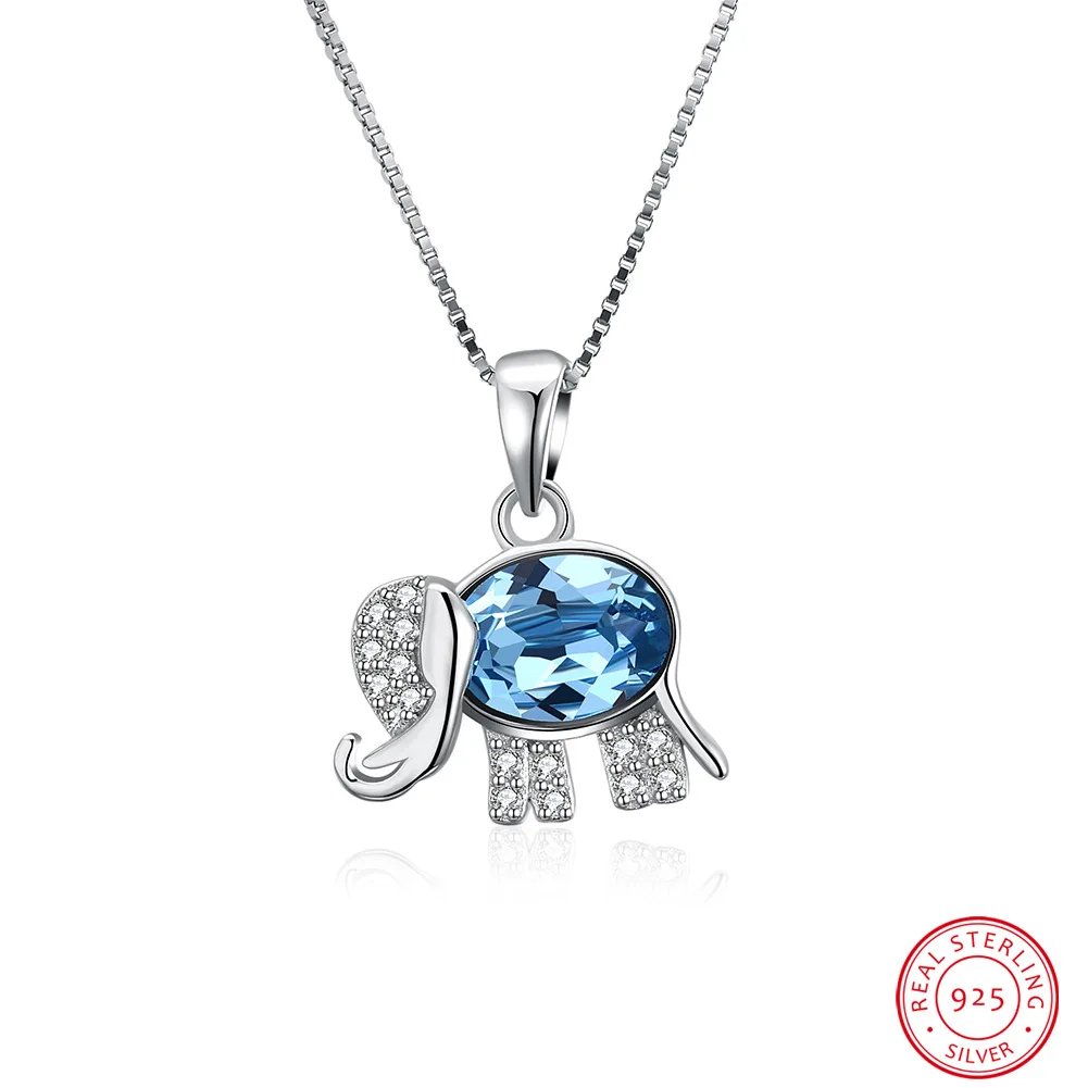 Pure 925 sterling silver necklace blue crystal stone elephant pendant necklace for women fine wedding jewelry
Pure 925 sterling silver necklace blue crystal stone elephant pendant necklace for women fine wedding jewelry