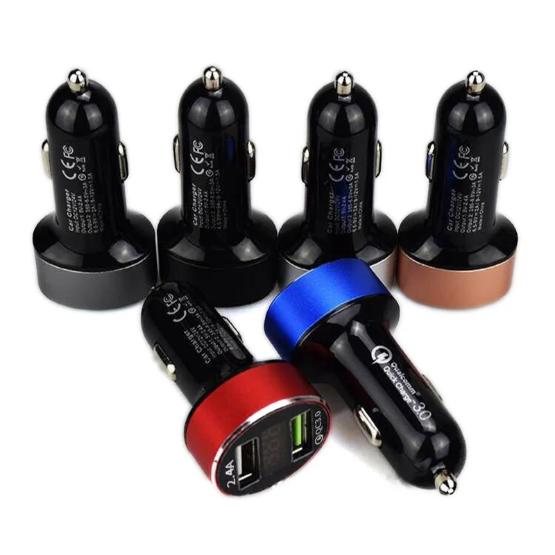 Dual USB QC3.0 Car Charger with Red LED Current voltage Display Adapter For Tablet PC cellphones
Dual USB QC3.0 Car Charger with Red LED Current voltage Display Adapter For Tablet PC cellphones