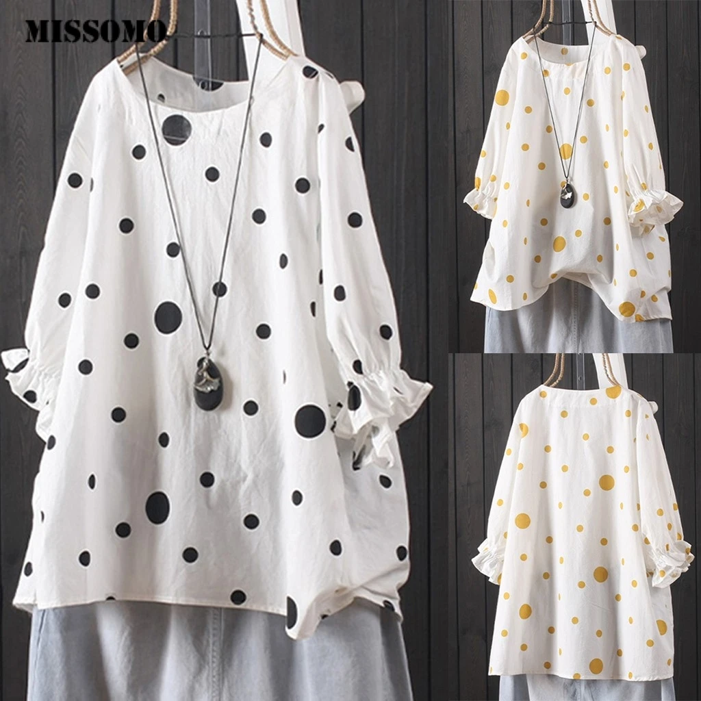 MISSOMO Vintage Clothes women tshirt Summer Linen tops Loose Casual Polka Dot Print Long Sleeve femme T-shirt women Tops 71
MISSOMO Vintage Clothes women tshirt Summer Linen tops Loose Casual Polka Dot Print Long Sleeve femme T-shirt women Tops 71