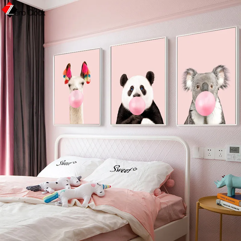 Animals Prints Panda Llama Kangaroo Koala Canvas Painting Bubble Gum Poster Pink Nursery Wall Art Kids Room Decoration Pictures
Animals Prints Panda Llama Kangaroo Koala Canvas Painting Bubble Gum Poster Pink Nursery Wall Art Kids Room Decoration Pictures