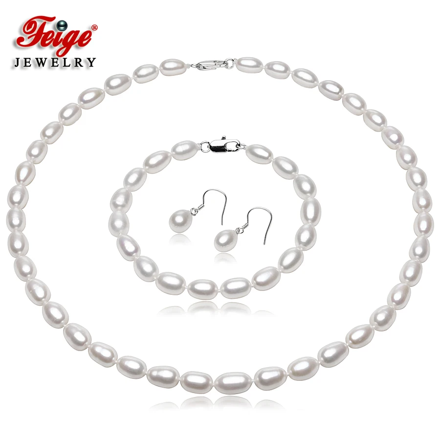 FEIGE Fine Jewelry 7-8mm White Natural Freshwater Pearl Sets For Women's 925 Sterling Silver Earrings Wedding Set Pearl Jewelry
FEIGE Fine Jewelry 7-8mm White Natural Freshwater Pearl Sets For Women's 925 Sterling Silver Earrings Wedding Set Pearl Jewelry