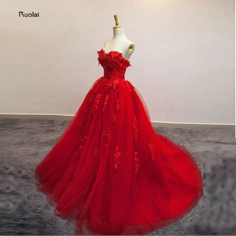 2017 New Charming Red Strapless Flowers Ball Gown Evening Dress Lace Applique Evening Gown Party Dress Prom Dress Lace Up Back
2017 New Charming Red Strapless Flowers Ball Gown Evening Dress Lace Applique Evening Gown Party Dress Prom Dress Lace Up Back