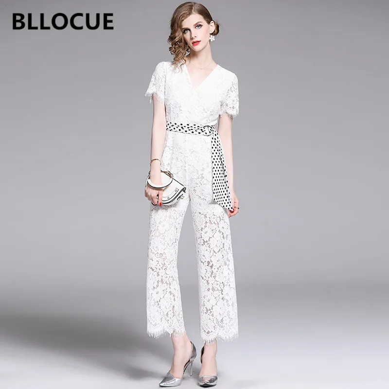 BLLOCUE 2019 Summer Lace Jumpsuit Women Elegant Short Sleeve Sexy Party Club Long Pant Playsuit Wide Leg Jumpsuits With Belt
BLLOCUE 2019 Summer Lace Jumpsuit Women Elegant Short Sleeve Sexy Party Club Long Pant Playsuit Wide Leg Jumpsuits With Belt
