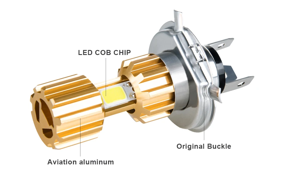Aceersun 1Pcs H4 P15D BA20D COB LED Motorcycle Headlight High Low Beam Light 3400lm Super Bright White Motorbike Head Lamp Bulb (2)