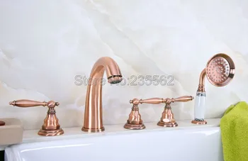 Antique Red Copper Deck Mounted 5 Holes Bath Tub Mixer Faucet Hand Spray Shower lna236
Antique Red Copper Deck Mounted 5 Holes Bath Tub Mixer Faucet Hand Spray Shower lna236