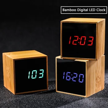 Bamboo Alarm Clock Sound Control Square LED Clocks Desktop Wood Alarm Clock Snooze Function with Date Temperature Home Decor
Bamboo Alarm Clock Sound Control Square LED Clocks Desktop Wood Alarm Clock Snooze Function with Date Temperature Home Decor