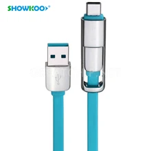 SHOWKOO 2in1 USB Type-C Cable USB 3.1 TypeC USB C Cable and Micro USB Data Sync Charge Cable for Macbook Xiaomi 4c Oneplus 2