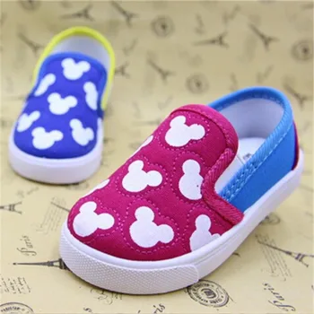 

Koovan Baby Shoes 2020 Children Kids Boys Girls Canvas Shoes Cartoon Mouse Board Sneakers First Walker Toddler Shoes