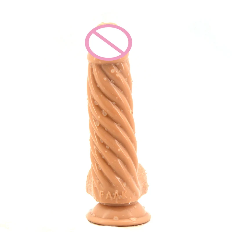 Silicone New Realistic Glans Penis Dildo Suction Cup Simulated Testis Delicate Spiral Shape Vaginal Stimulation Erotic Toys