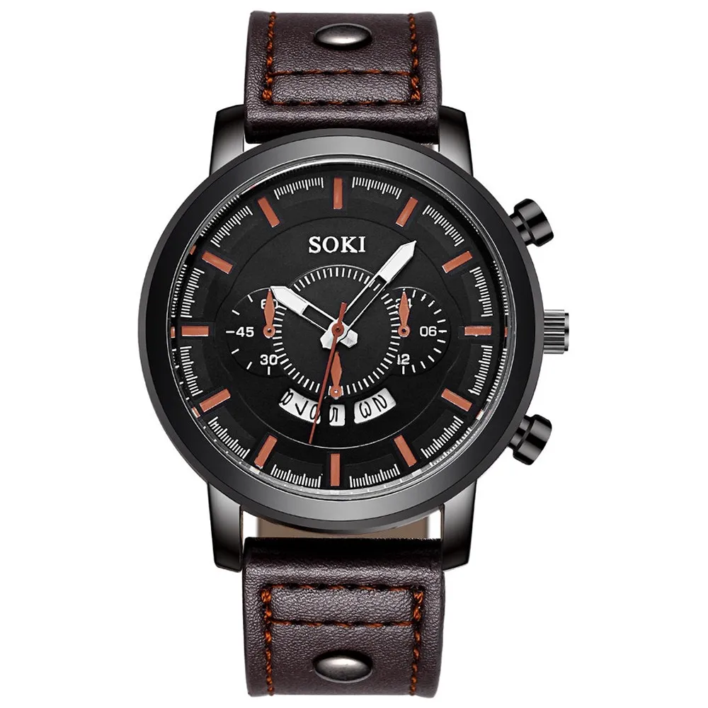 2019 Fashion Men's Leather Military Casual Analog Quartz Date Wrist Watch Business Watches with Chronograph Sport Watches
2019 Fashion Men's Leather Military Casual Analog Quartz Date Wrist Watch Business Watches with Chronograph Sport Watches