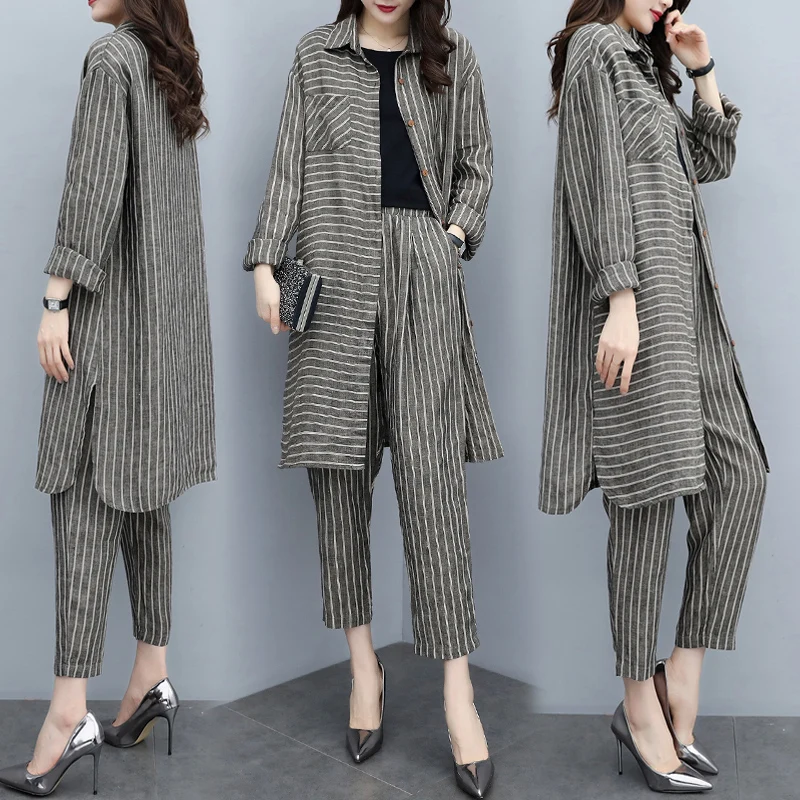 Big Size Striped Women Two Piece Outfits Fashion Year-old Female Costume Conjunto Feminino Ensemble Femme Survetement Woman Suit
Big Size Striped Women Two Piece Outfits Fashion Year-old Female Costume Conjunto Feminino Ensemble Femme Survetement Woman Suit