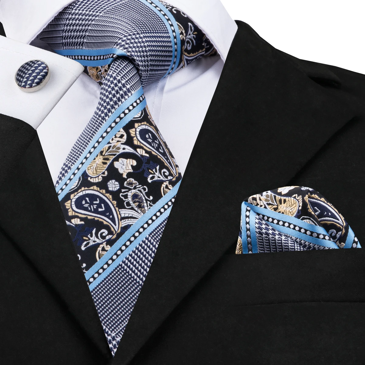 SN-1641 Hi-Tie Fashion Blue Silk Ties For Men Paisley&Stripe Neck Tie Handkerchief Cufflinks Set For Men Suit Business Wedding
SN-1641 Hi-Tie Fashion Blue Silk Ties For Men Paisley&Stripe Neck Tie Handkerchief Cufflinks Set For Men Suit Business Wedding