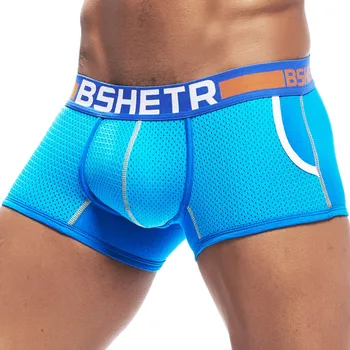 

New BSHETR Brand boxers Men's underwear shorts Mesh U Pouch underpants Sexy Cotton Men homewear pants Trunks Boxer Male panties