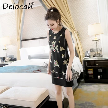 Delocah Women Spring Summer Dress Runway Fashion Designer Sleeveless Gorgeous Embroidery Beading Black Printed Mini Lady Dresses
Delocah Women Spring Summer Dress Runway Fashion Designer Sleeveless Gorgeous Embroidery Beading Black Printed Mini Lady Dresses