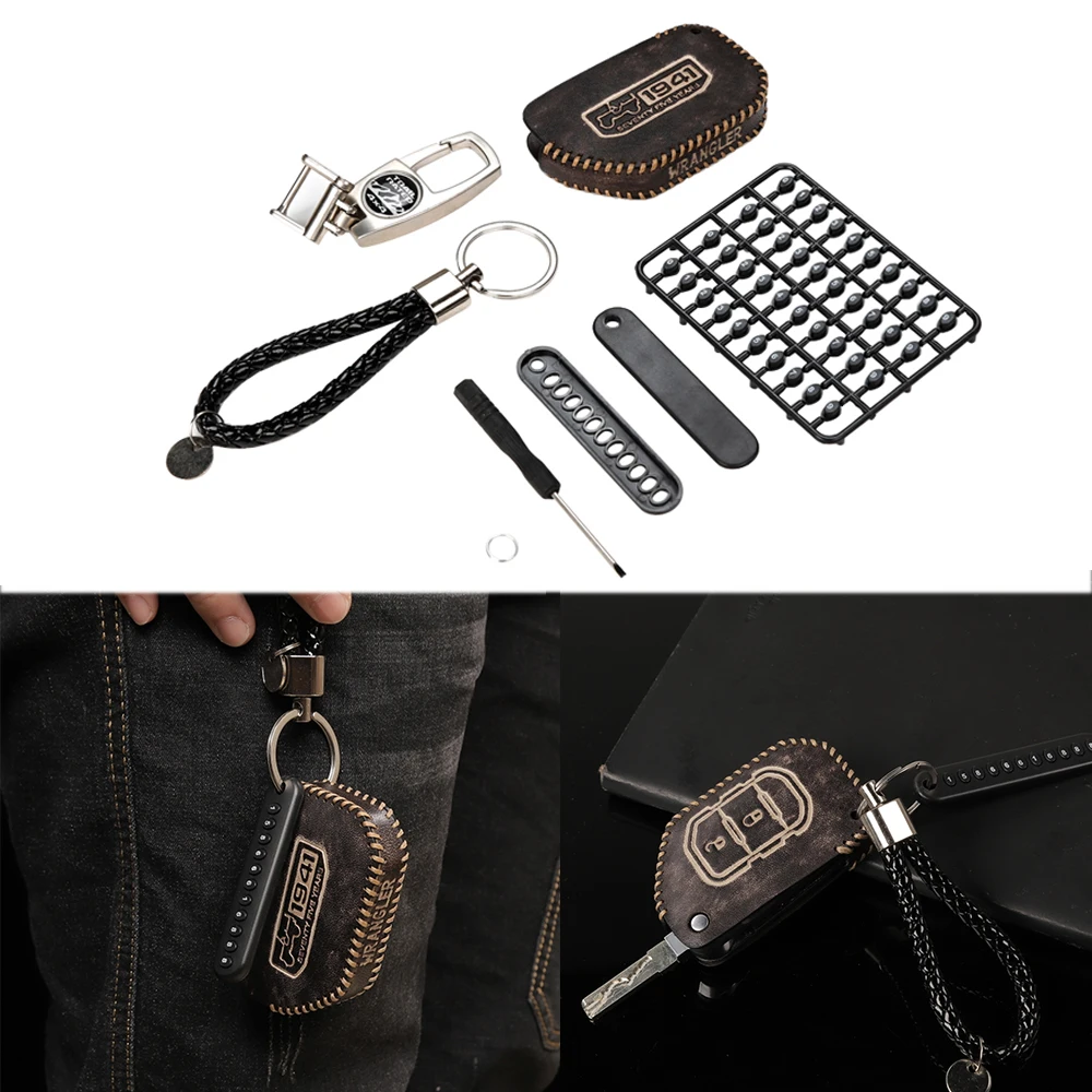 Black / Brown Car Smart Key Case Cover For Jeep Wrangler JL 2018 Keychain Key Chain Case Car Accessories
Black / Brown Car Smart Key Case Cover For Jeep Wrangler JL 2018 Keychain Key Chain Case Car Accessories