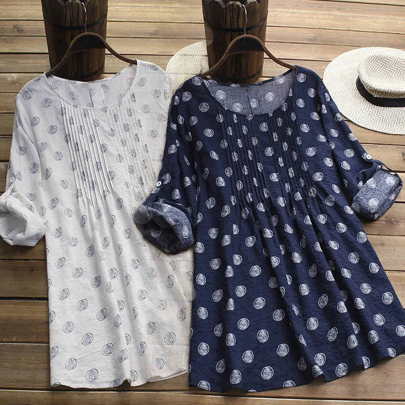 Female 2019 spring summer cotton and linen blouse printed long sleeved pullover shirt large size S-5XL women shirts dot Chemise
Female 2019 spring summer cotton and linen blouse printed long sleeved pullover shirt large size S-5XL women shirts dot Chemise