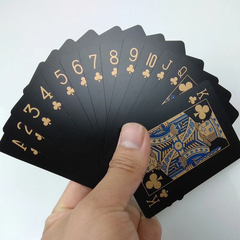 New PVC Poker Waterproof Plastic Playing Cards Black Gold Poker Cards Sets Classic Magic Tricks Tool Family Party Fun Games
New PVC Poker Waterproof Plastic Playing Cards Black Gold Poker Cards Sets Classic Magic Tricks Tool Family Party Fun Games