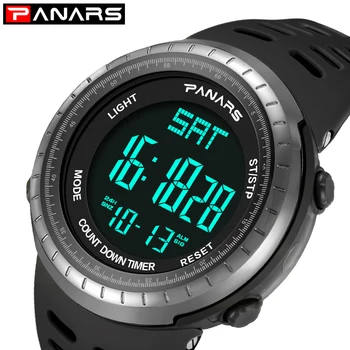 

PANARS 12/24 Hours Sport Digital Men Watch Dual Time Alarm Watches Male Climbing Fitness LED Wrist Watch Chrono Stopwatch 8003