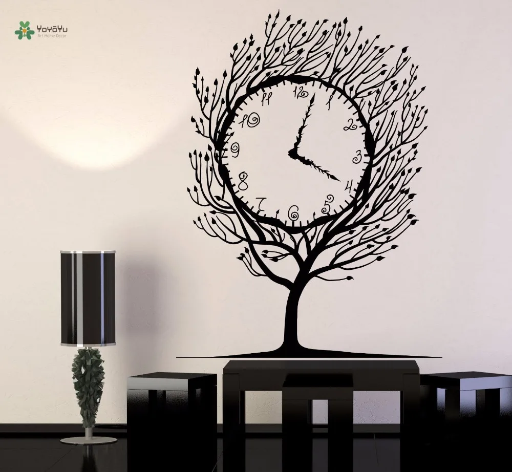 YOYOYU Vinyl Wall Decal The Clock On Tree Time Flies Fantasy Living Room Bedroom Home Decoration Stickers FD221 | Дом и сад