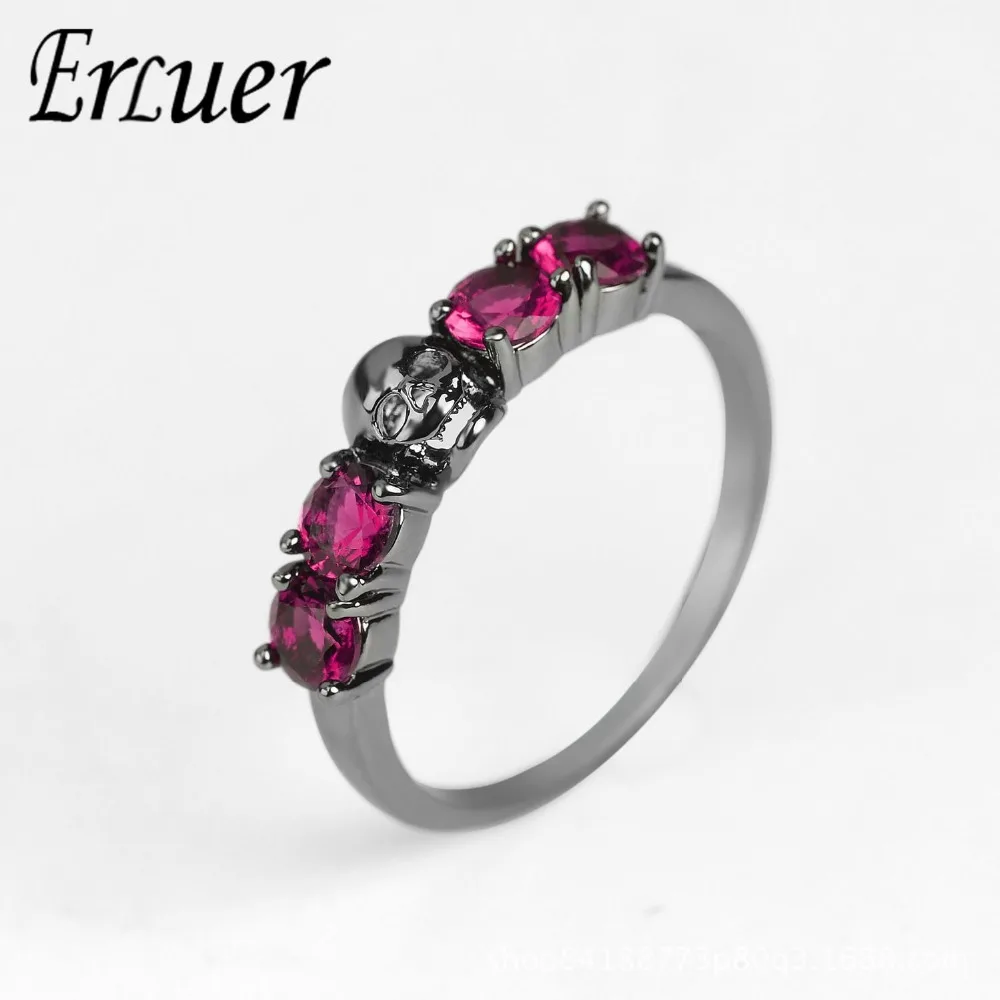 ERLUER Gothic Skull Black Gold Color Crystal Zircon CZ Rings For Women girls Engagement Party Jewelry Birthday Love Gift Ring
ERLUER Gothic Skull Black Gold Color Crystal Zircon CZ Rings For Women girls Engagement Party Jewelry Birthday Love Gift Ring