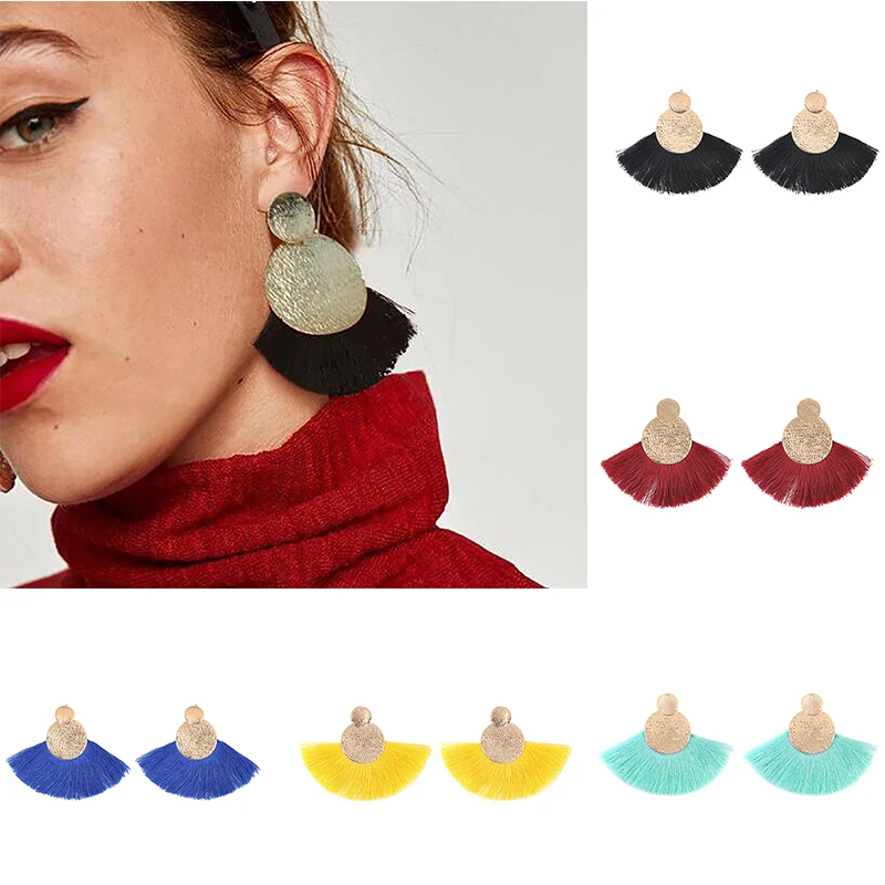 Bohemian Gold Tassel Earrings Hoop Fringe Drop Earrings Handmade Circle Fan Shaped Straw for women fashion jewelry; 1 pair
Bohemian Gold Tassel Earrings Hoop Fringe Drop Earrings Handmade Circle Fan Shaped Straw for women fashion jewelry; 1 pair