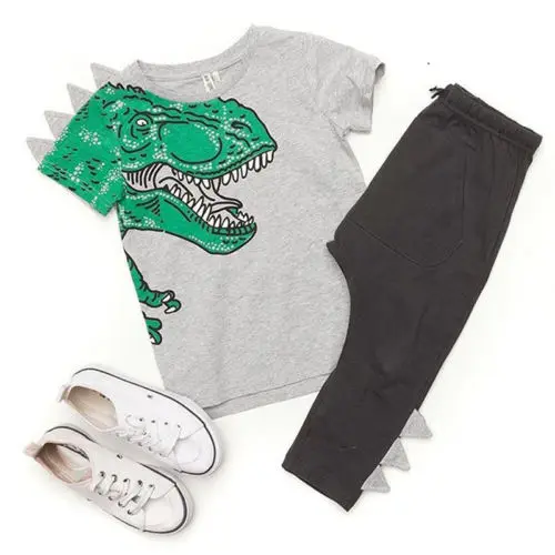 2018 New 3D Green Dinosaur 2Pcs Kids Baby Boy Casual Gray Top Short Sleeve T Shirt Long Pants Children Summer Outfit Set Clothes
2018 New 3D Green Dinosaur 2Pcs Kids Baby Boy Casual Gray Top Short Sleeve T Shirt Long Pants Children Summer Outfit Set Clothes
