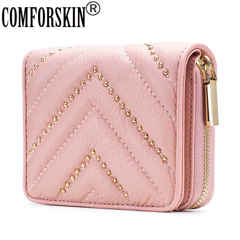 COMFORSKIN Premium Cowhide Leather Business Card Wallets Brand Rivet Women Zipper Purse New Arrivals Multi-Card Bit Card Cases
COMFORSKIN Premium Cowhide Leather Business Card Wallets Brand Rivet Women Zipper Purse New Arrivals Multi-Card Bit Card Cases