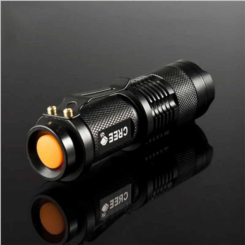 

HGhomeart Mini Flash Waterproof LED flashlight Q5 7W 250LM Adjustable Focus Zoom Torch telescopic baton For 14500 battery