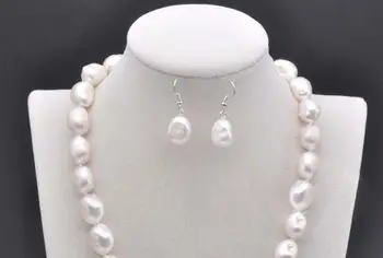 Women Jewelry set 12x13mm baroque white pearl handmade necklace hook earrings natural Cultured freshwater pearl 17'' 43cm
Women Jewelry set 12x13mm baroque white pearl handmade necklace hook earrings natural Cultured freshwater pearl 17'' 43cm