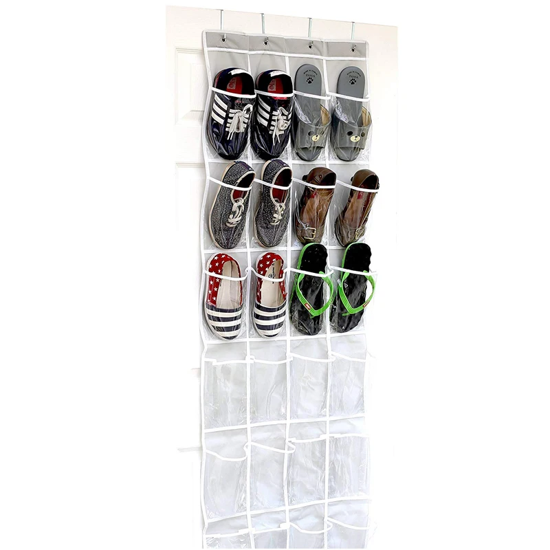 24 Pockets Crystal Clear Over The Door Hanging Shoe Organizer Gray (64'' x 19'')
24 Pockets Crystal Clear Over The Door Hanging Shoe Organizer Gray (64'' x 19'')