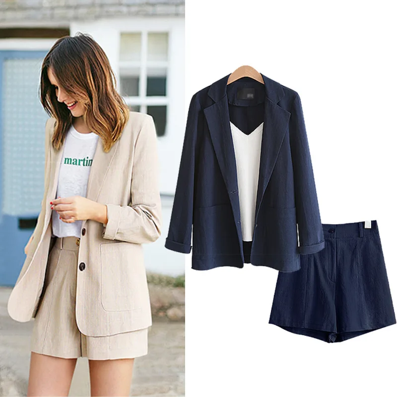 Set Female 2019 Spring New Women's Large Size Loose Long-sleeved Suit Jacket Shorts Two-piece Suit
Set Female 2019 Spring New Women's Large Size Loose Long-sleeved Suit Jacket Shorts Two-piece Suit