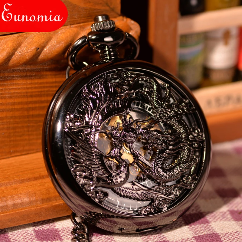 Cool Unique Traditional Chinses Dragon&Phoenix Men Rare Mechanical Hand Wind FOB Pocket Watch With Chain Black
Cool Unique Traditional Chinses Dragon&Phoenix Men Rare Mechanical Hand Wind FOB Pocket Watch With Chain Black